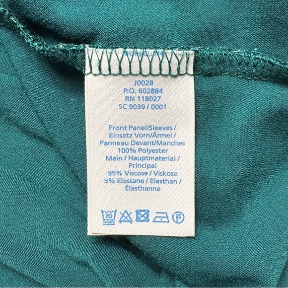 Boden Aubrey Jersey Knit Top Womens US 6 Chiffon Overlay Polka Dot Blouse Green - Picture 11 of 12